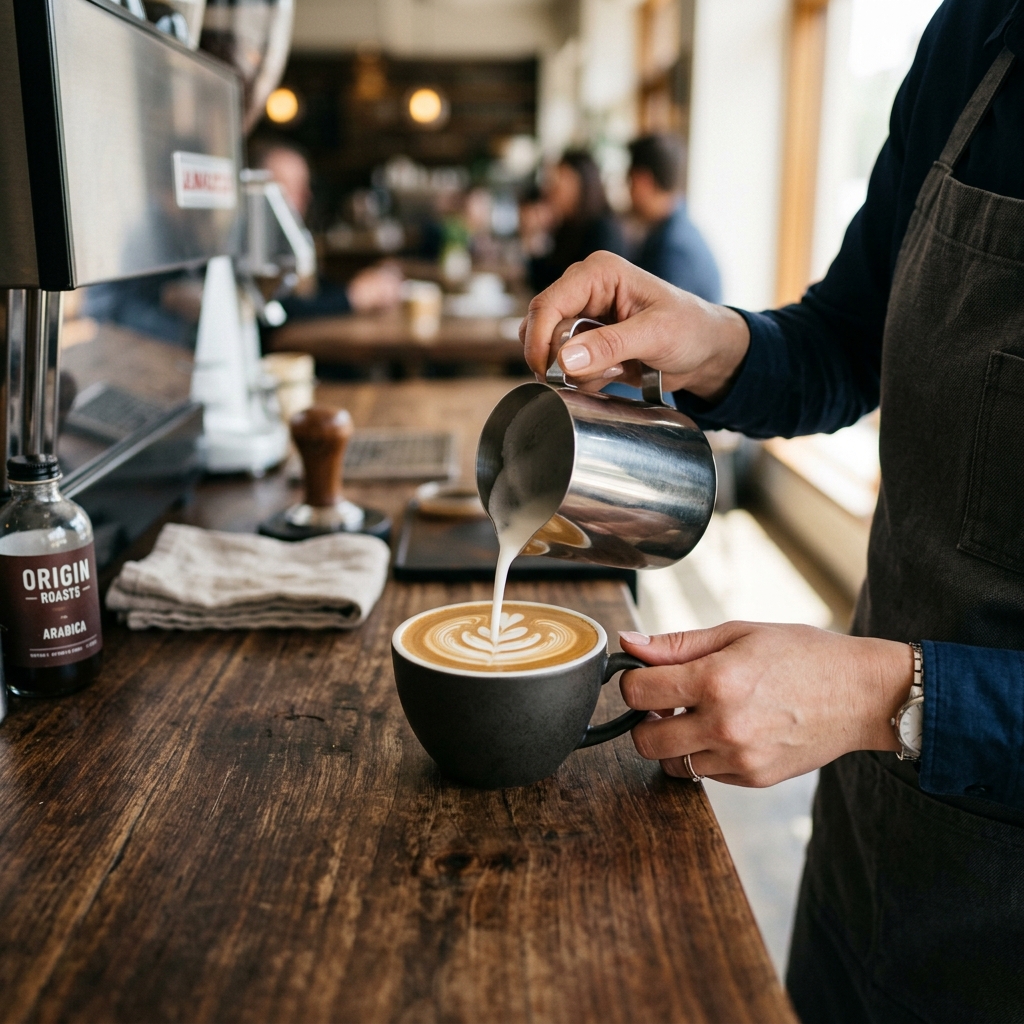 Warm Cozy Espresso Latte Cup at Russell Hall Cafe